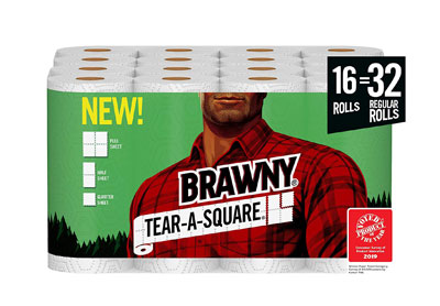 Image: 16 Rolls Brawny Tear-A-Square Paper Towels (by Brawny)