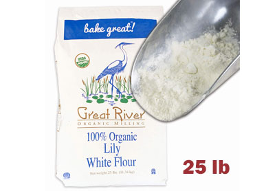 Image: 25 lb Great River 100% Organic Lily White Flour (by Great River Organic Milling)