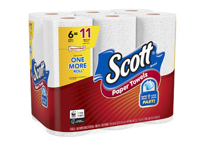 Image: 6 Mega Rolls Scott Choose-A-Sheet Paper Towels (by Scott)
