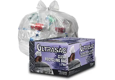 Image: Aluf Plastics UltraSac 45 Gallon Heavy Duty Clear Recycling Trash Bags (by Aluf Plastics)