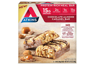 Image: Atkins: Keto Friendly Chocolate Almond Caramel Protein-Rich Meal Bar