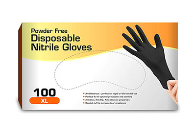 Image: Chefs Star Powder Free Disposable Black Nitrile Gloves (by Chef's Star)