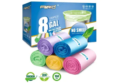 Image: FORID Extra Strong Colorful Clear Medium trash Bags-8 Gallon/150 Bags (by FORID)