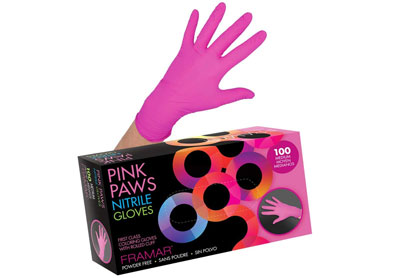 Image: Framar Pink Paws Nitrile Gloves Medium Size (by FRAMAR)