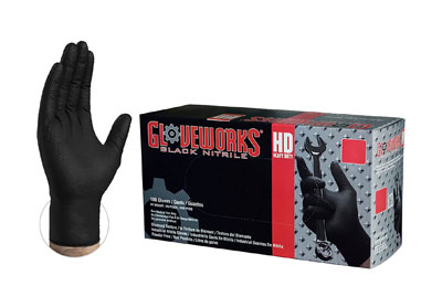 Image: GLOVEWORKS HD Industrial Black Nitrile Gloves with Diamond Grip (by GLOVEWORKS)