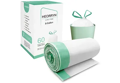 Image: HEORRYN 8 Gallon Ultra Strong Drawstring Medium Trash Can Liners (by HEORRYN)