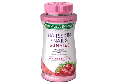 Image: Hair Skin and Nails Vitamins Gummies Strawberry Flavored (140 Gummies) (by Nature