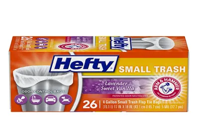 Image: Hefty Flap Tie Small Trash Bags-4 Gallon, 26 Bags (by Hefty)