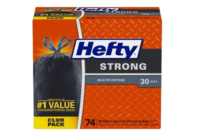 Image: Hefty Strong Multipurpose Large Trash Bags-30 Gallon, 74 Bags (by Hefty)