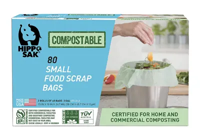 Image: Hippo Sak Compostable Small Food Scrap Bags-3 Gallon, 80 Bags (by Hippo Sak)