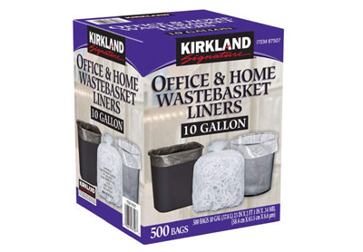 Image: Kirkland Signature Office & Home Wastebasket Liners-10 Gallon, 500 Bags (by Kirkland Signature)