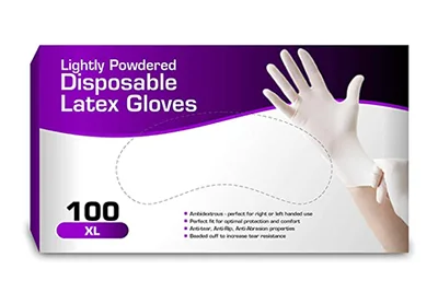 Image: Lightly Powdered Disposable Latex Gloves (by Chef's Star)