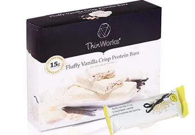 Image: Low Carb Fluffy Vanilla Crisp Protein Bars (by ThinWorks)
