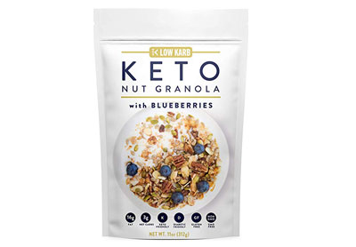 Image: Low Carb Keto Nut Granola Cereal with blueberries (by Low Karb)