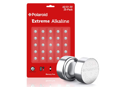 Image: Polaroid LR44/AG13 1.5V GPA76 Extreme Alkaline Button Cell Batteries (by Polaroid)