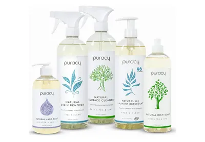 Image: Puracy Natural Home Cleaning Set, Dish & Hand Soap, Surface Cleaner, Laundry Detergent (by Puracy)