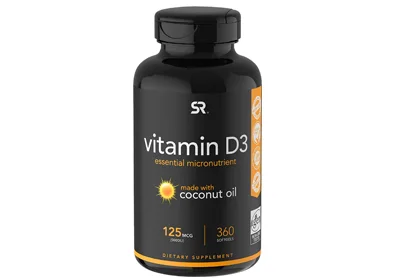 Image: SR Vitamin D3 (5000 IU) essential micronutrient made with coconut oil (by Sports Research)