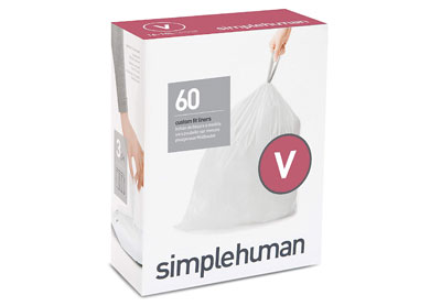 Image: Simplehuman Code V Custom Fit Drawstring White Trash Bags-(4.2-4.8)Gallon, 60 Bags (by Simplehuman)