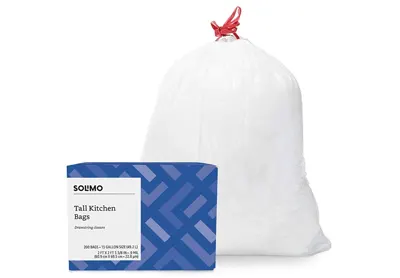 Image: Solimo Tall Kitchen Drawstring Trash Bags-13 Gallon(200 Bags) (by Solimo)