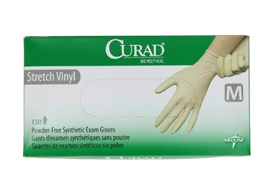 Image: Stretch Vinyl Powder-Free Synthetic Exam Gloves (by Curad)