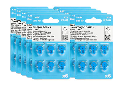 Image: Amazon Basics 675 Hearing Aid Batteries (6 x 10 Pack)