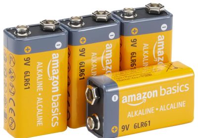 Image: Amazon Basics 9 Volt Performance All-Purpose Alkaline Batteries (4 Pack)