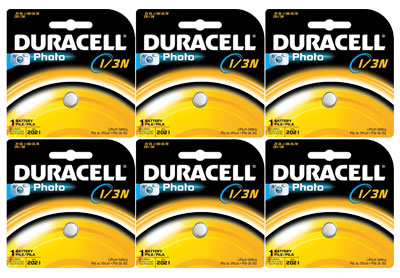 Image: Duracell 1/3N 3 Volt Lithium Batteries (1 x 6 Pack)
