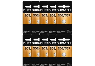 Image: Duracell 303/357 1.5V Silver Oxide Button Batteries (1 x 10 Pack)