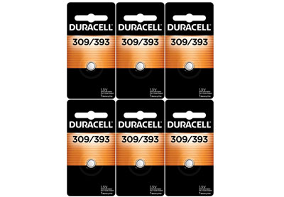 Image: Duracell 309/393 1.5V Silver Oxide Button Batteries (1 x 6 Pack)