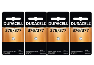 Image: Duracell 377/376 1.5V Silver Oxide Button Batteries (1 x 4 Pack)