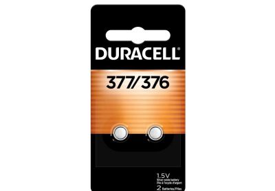 Image: Duracell 377/376 1.5V Silver Oxide Button Batteries (2 Count)