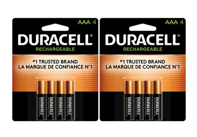Image: Duracell Rechargeable AAA NiMH Batteries (4 x 2 Pack)