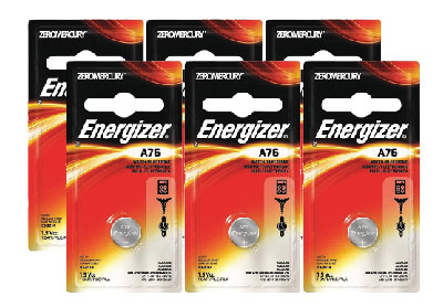 Image: Energizer A76/LR44 1.5V Alkaline Button Cell Batteries (1 x 6 Pack)