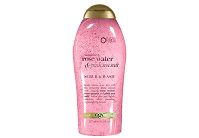 Image: OGX Sensitive Rose Water and Pink Sea Salt Body Scrub and Wash (by OGX)