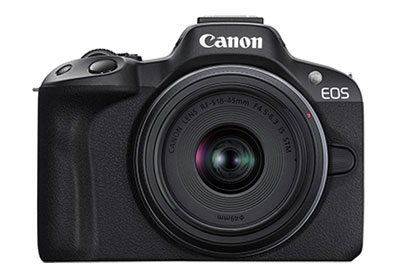 Image: Canon EOS R50 Mirrorless Camera with RF-S18-45mm Lens