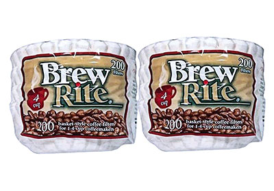 Image: Brew Rite 1-4 Cup Disposable Basket Coffee Filters 400-Count