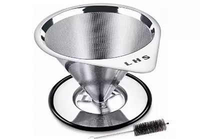 Image: LHS LS007-1-S Reusable Pour-Over Slow Drip Stainless Steel Coffee Filter