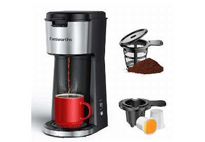 Image: Famiworths Single Serve Coffee Maker For Ground and Pod Coffee