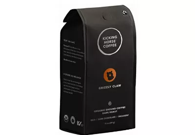 Image: Kicking Horse Coffee Grizzly Claw Organic Dark Roast Ground Coffee 10 Oz