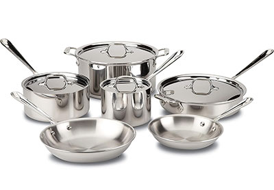 Image: All-Clad 10-Piece D3 3-ply Stainless Steel Cookware Set