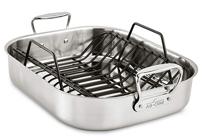 Image: All-Clad 14.5x18 inch Stainless Steel Roaster & Rack