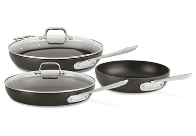 Image: All-Clad 5-Piece HA1 Hard Anodized Nonstick Fry Pan Set