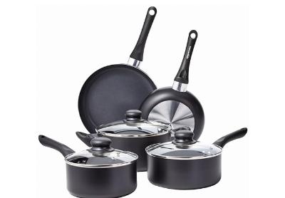 Image: Amazon Basics 8-Piece Black Non-stick Cookware Set