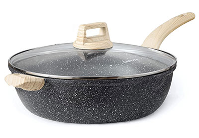 Image: Carote 12.5-inch Granite Nonstick Deep Frying Pan with Lid