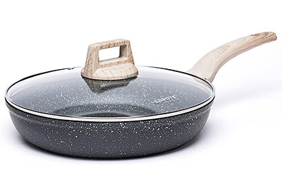 Image: Carote 8-inch Black Granite Nonstick Frying Pan with Lid