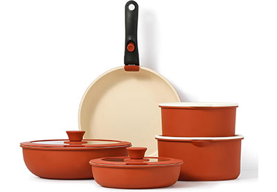 Image: Carote Chili Red 10-Piece Nonstick Granite Cookware Set