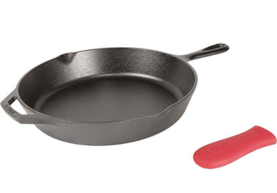 Image: Lodge 12-inch Cast Iron Skillet with Silicone Handle Holder