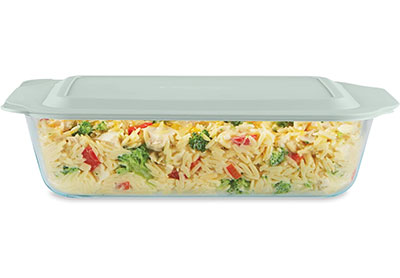 Image: Pyrex 7x11 inch Deep Glass Baking Dish with Plastic Lid
