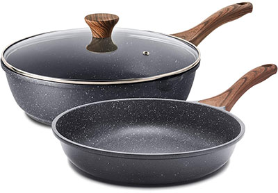 Image: Sensarte 3-Piece Granite Nonstick Cookware Set