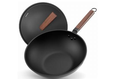 Image: Todlabe 13-inch Nonstick Carbon Steel Wok with Lid & Spatula